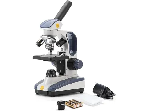 Microscopio SWIFT SW200DL: 40X-1000X, luz dual, enfoque fino, capacidad inalámbrica.