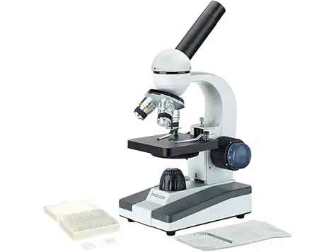 Microscopio AmScope M150C-PS25 40X-1000X con muestras preparadas