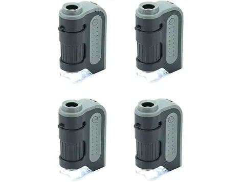 Microscopio Carson MicroBrite Plus 60x-120x LED bolsillo - gris (Pack 4)