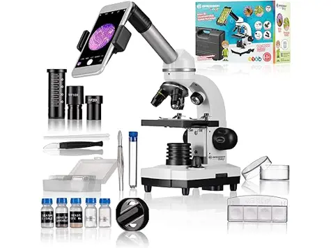 Bresser Biolux Sel: Microscopio para Estudiantes con Adaptador para Móvil, Maletín y Accesorios