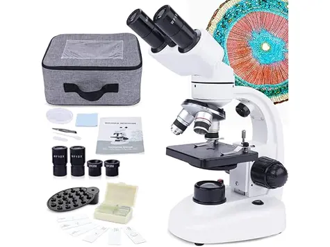 Microscopio Binocular MAXLAPTER 40X-1000X con Adaptador Móvil.