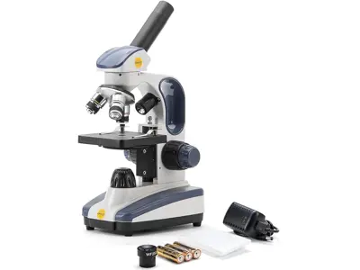 Microscopio SWIFT SW200DL 40X-1000X, luz dual, enfoque fino, 25X campo ancho, inalámbrico.