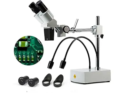Microscopio Estéreo Binocular SWIFT SS41 Profesional con Ampliación 10X, 20X y Luces LED Flexibles