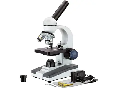 Microscopio Compuesto AmScope 40X-1000X - M150C con Cabezal Monocular Giratorio 360º.