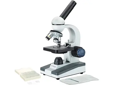 Microscopio AmScope M150C-PS25 40X-1000X con muestras preparadas