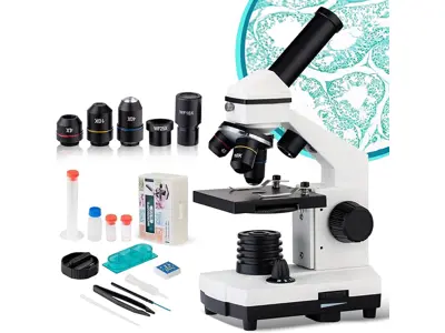 Microscopio 40X-2000X para niños y adultos, ideal para laboratorios y hogar.