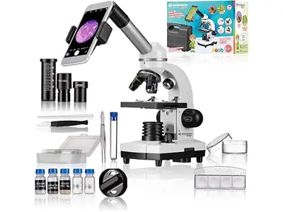 Bresser Biolux Sel: Microscopio para Estudiantes con Adaptador para Móvil, Maletín y Accesorios