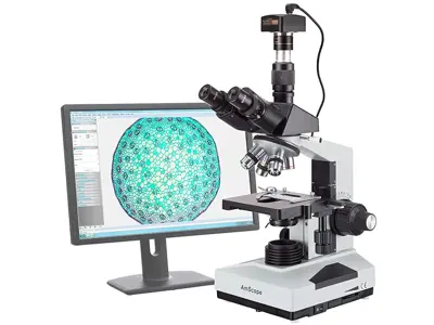 Microscopio veterinario Trinocular AmScope T490B-5M 40X-2000X con cámara 5MP